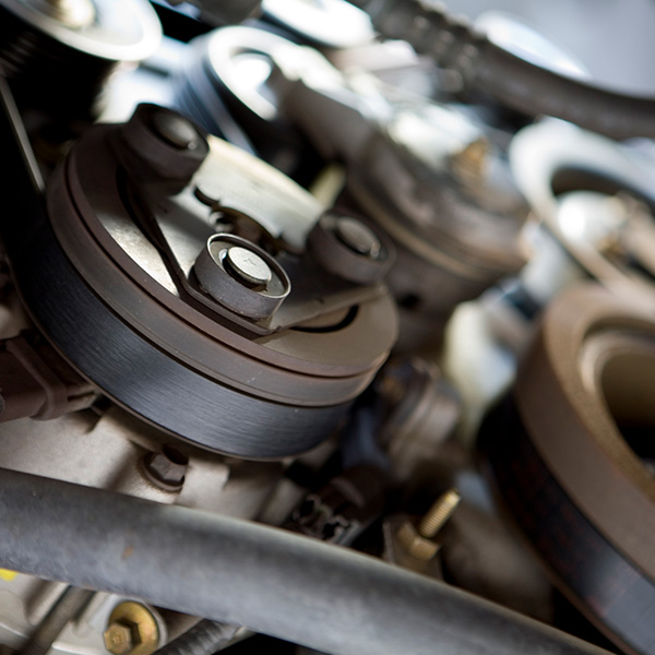 A close-up image of a car engine